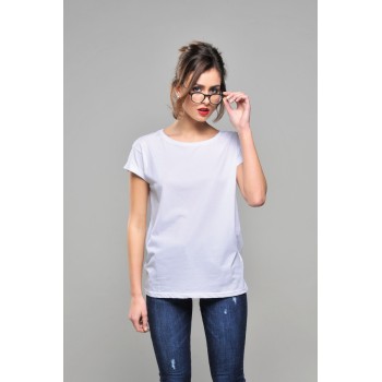 T-shirt Girocollo con Manica con Risvolto Donna - Vesti